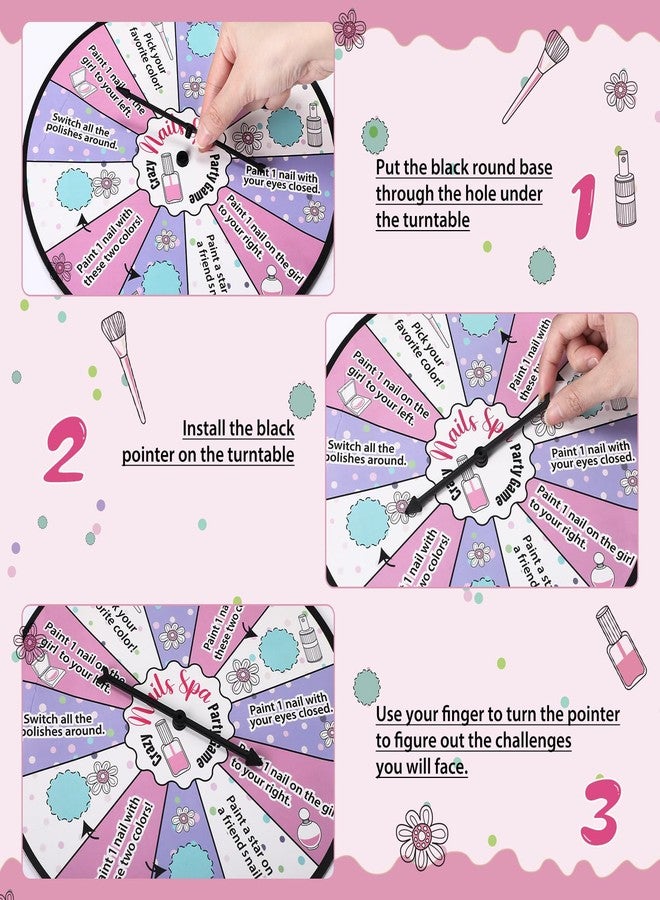 Hollowfly Spa Party Game with Spinner Game Board Nail Challenge Game Board for Sleepover Party Spa Party Slumber Party Supplies Party Pajama Party Spa Birthday Party Favors - Image 3